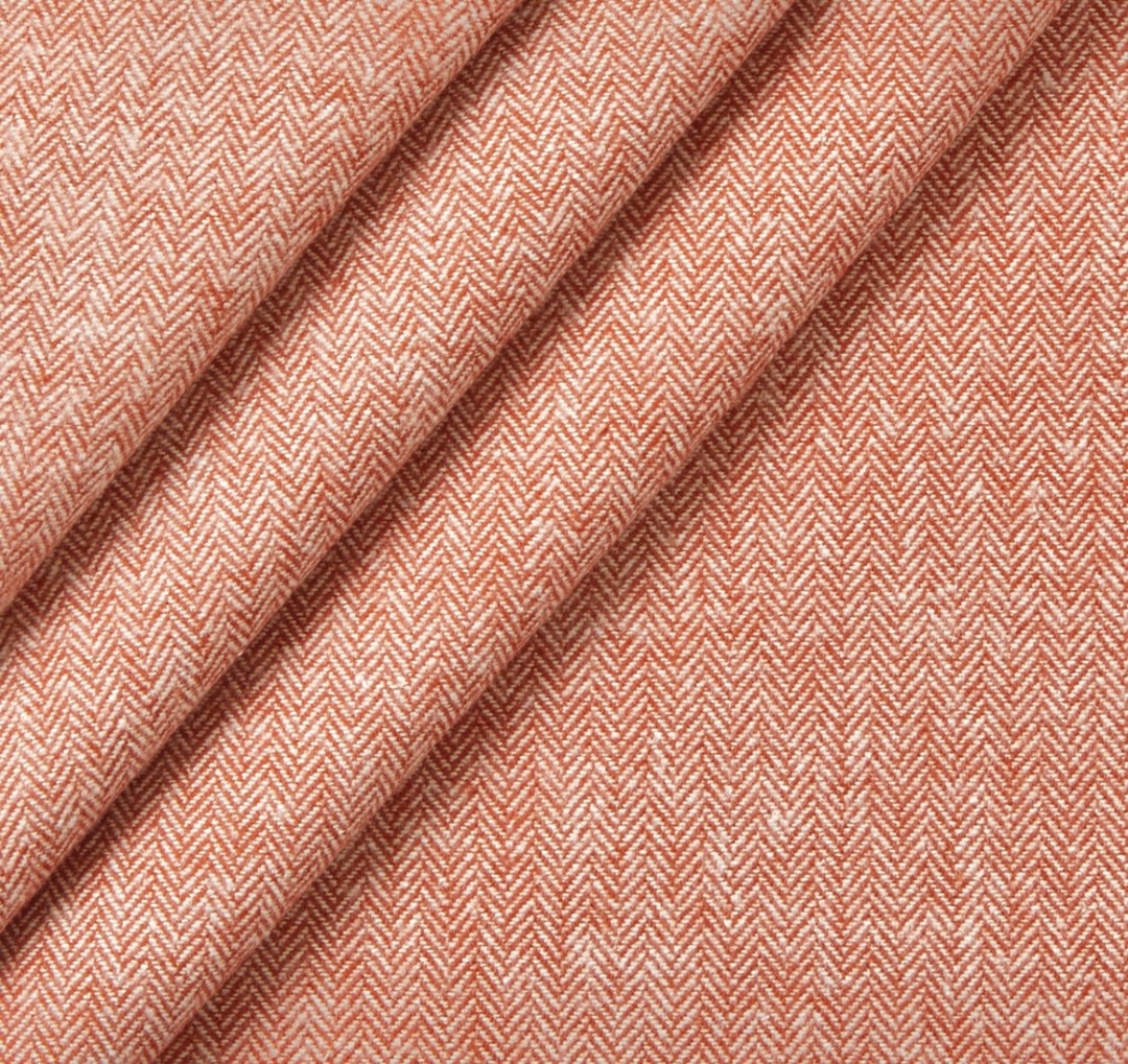 Rust & Cream Herringbone Woven Flannel Fabric by the Yard 100 Etsy