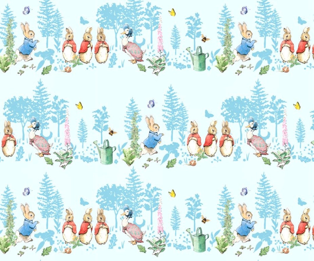 Peter Rabbit Garden Scenic Fabric by the Yard 100 Cotton Beatrix