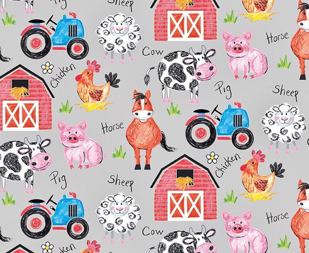 Coloring on the Farm by Riley Blake Fabric by the Yard 100% Premium ...