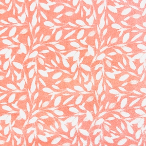 Vines on Coral Flannel Fabric By The Yard or Half Yards 100% Brushed Cotton Pink-Peach small white leaves Double Napped By Fabric Editions