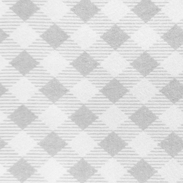 Gray & White Bias Plaid Flannel Fabric By The Yard 100% Cotton gingham buffalo check light gray cloud