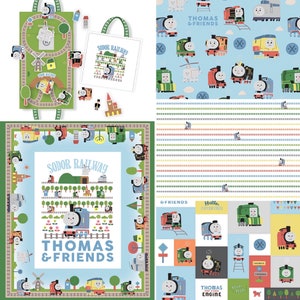 Thomas & Friends Sodor Railway Collection Fabric By The Yard 100% Premium Cotton Train Trains Tank Engine by Riley Blake panel felt play set