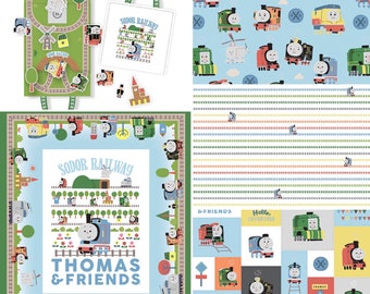 Thomas & Friends Sodor Railway Collection Fabric By The Yard 100% Premium Cotton Train Trains Tank Engine by Riley Blake panel felt play set