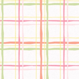 Spring Window Plaid Flannel Fabric By The Yard or Half Yards 100% Cotton Nursery print watercolor green pink yellow by Fabric Editions