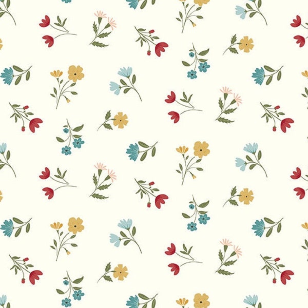 Ally’s Garden Small Floral Fabric By The Yard 100% Premium Cotton By Riley Blake flowers wildflowers sprigs spring summer tiny blooms