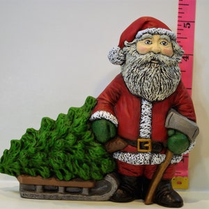 Santa Got his Tree-hand painted ceramic