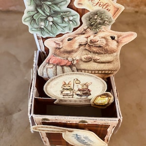 Carte postale pop Up Noël «  Happy Holidays « fait mains de 14x7 cm