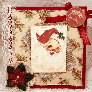 Carte de Noël,style vintage, fait mains de 14x15 cm