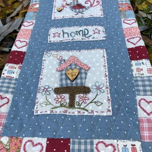 Banner in patchwork country style, birds, nest box, handmade 24 x 45 cm image 9