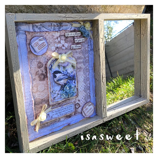 cadre miroir style romantique, fait mains de 38 x 26 cm