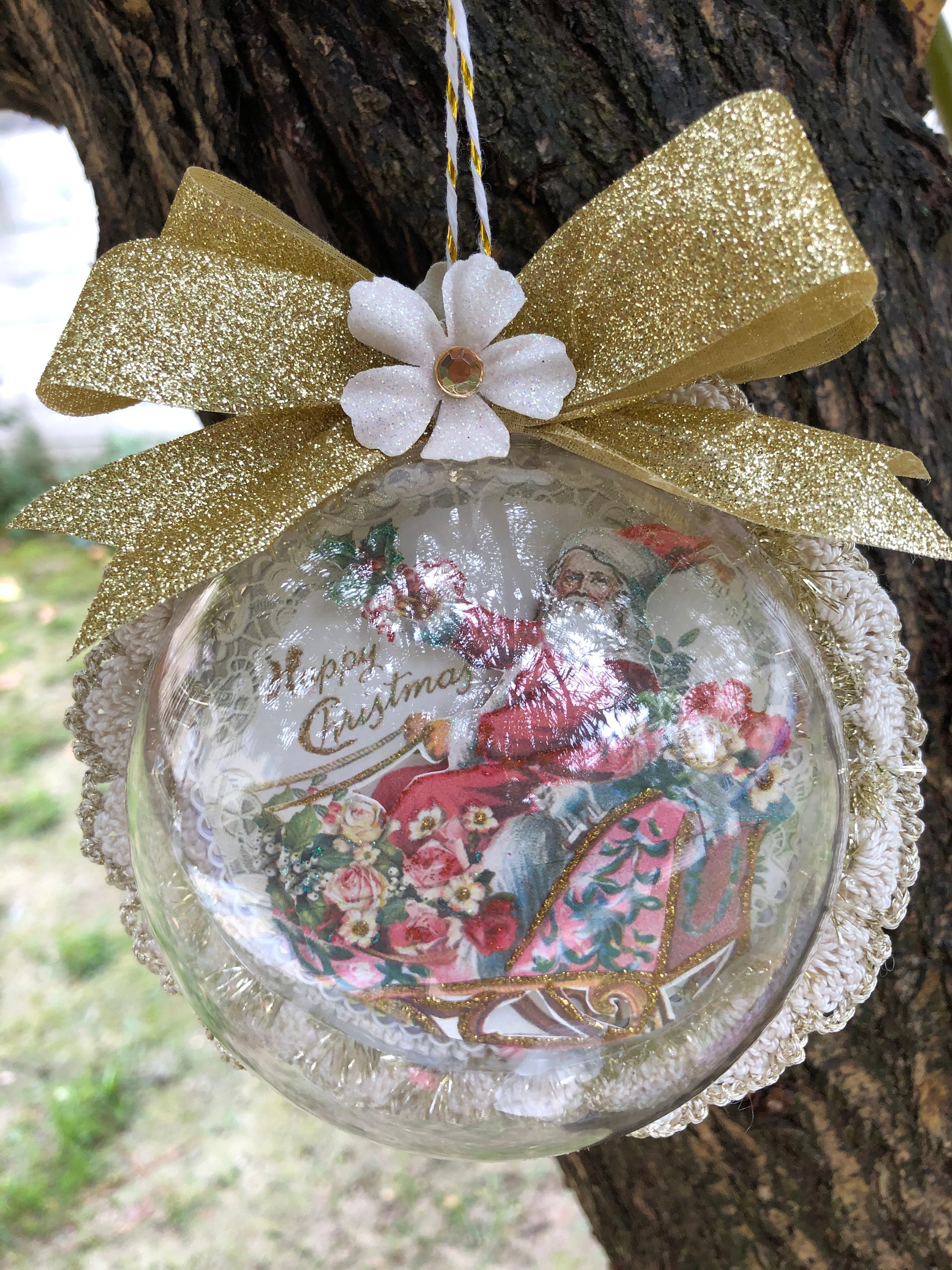 Boule de Noël style vintage décorée sur les 2 faces et | Etsy Boule de Noël style vintage décorée sur les 2 faces et | Etsy