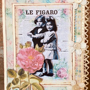 Carte postale style vintage,image rétro,3D fait mains de 13,5x17,5cm