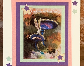 Dubbele ansichtkaart, handgemaakt, gelukkig nieuwjaar van 12,5x15cm