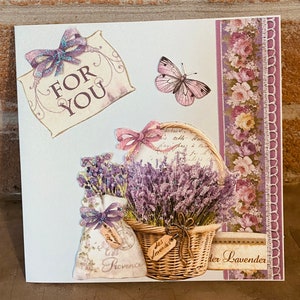 Cartolina doppia in stile provenzale, realizzata a mano 13x13cm