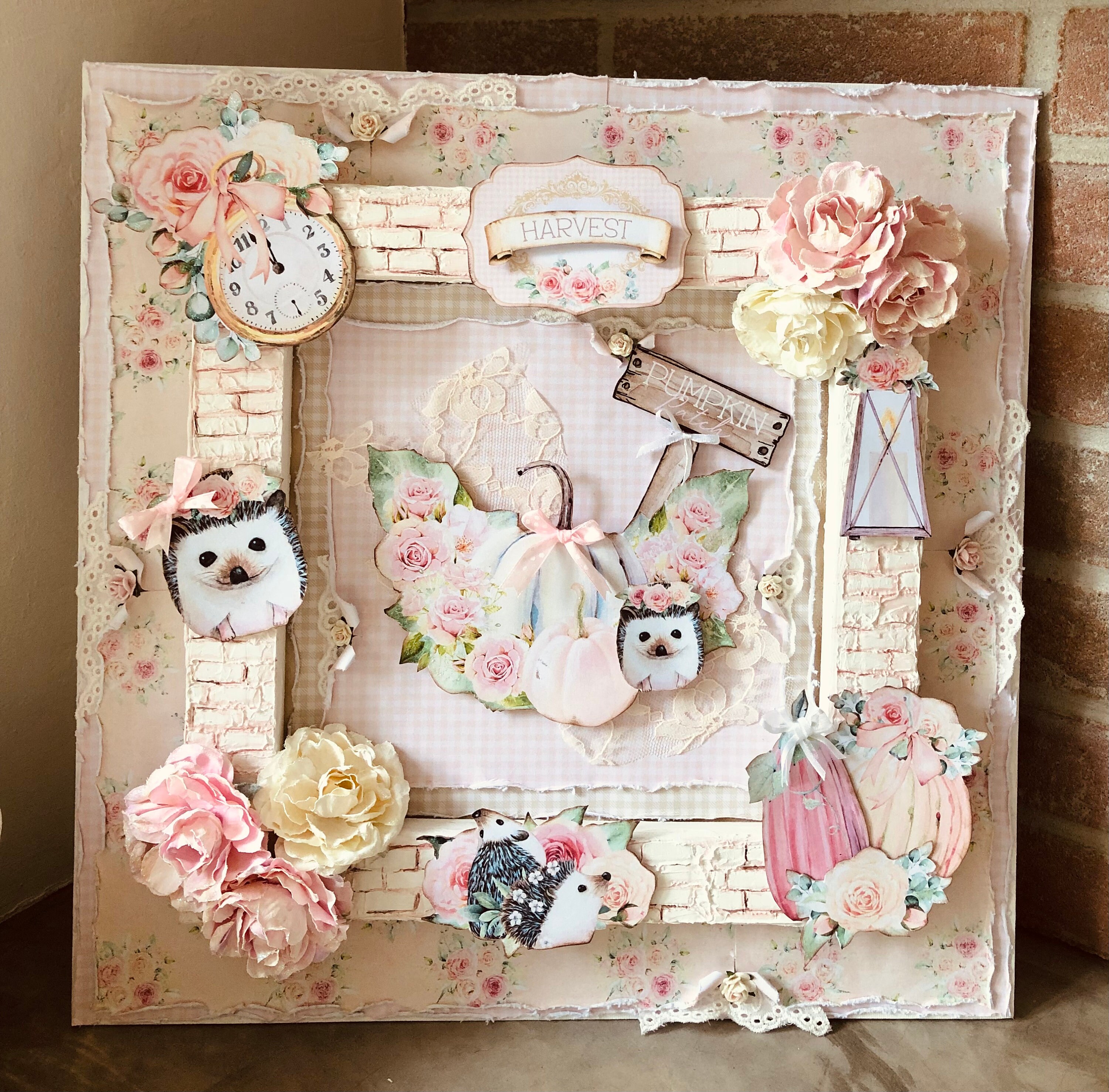 Tableau Décoratif, Automne , Shabby , Fait Mains de 40x40cm