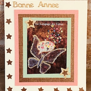 Carte postale double de bonne année, fait main