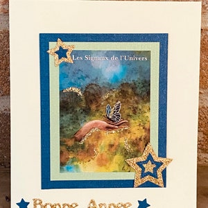 Carte postale double de bonne année, fait main