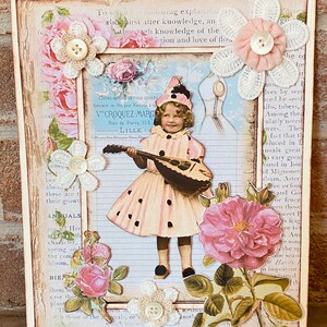Carte postale style vintage,image rétro,en3D fait  mains de 16,5x20,5cm