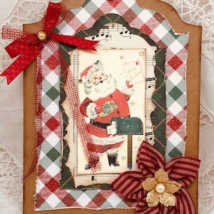 Tag de Noël, style vintage fait mains de 21x15 cm