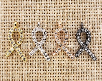 14k Gold Childhood Cancer Awareness Ribbon Charm 3D Pendant