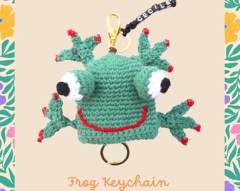 Crochet Frog Keychain: Amigurumi Bag Charm, Funny Gift