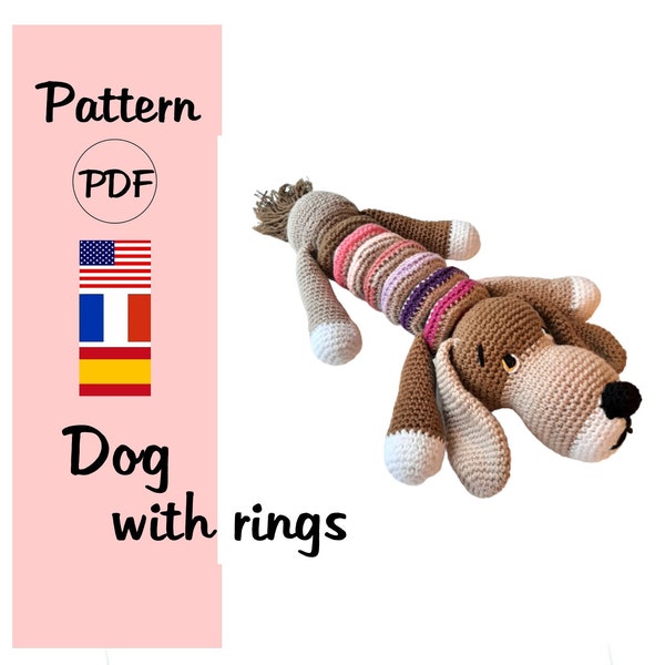 Perro patrón crochet juguete apilable, Amigurumi perro PDF patrón crochet, Patron perro juguete Crochet en español, Perrito interactivo