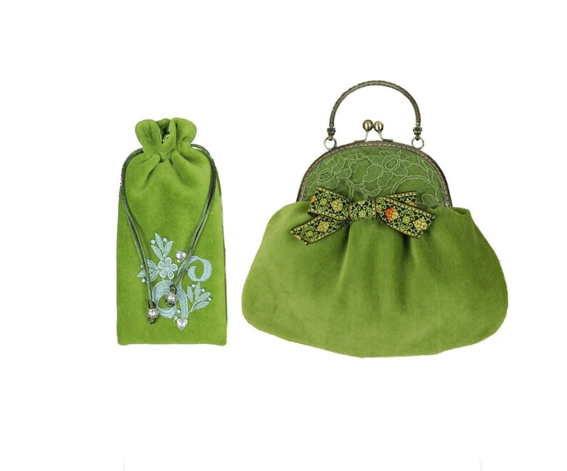 green velvet clutch bag