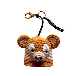 Monkey key ring holder for gift, Keychain funny crochet monkey cover, Personalized keychain monkey, Key bag monkey made with organic yarn