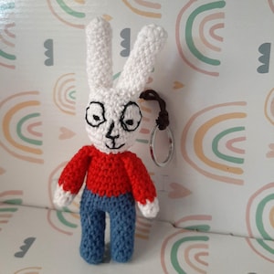 Key ring crochet Simon the rabbit, Crochet Simon the rabbit Keychain, Amigurumi Christmas tree decoration, Crochet Keychain for backpack