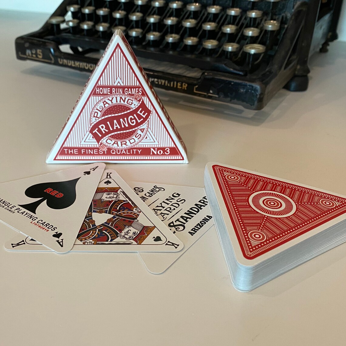 Triangle Playing Cards Red Etsy