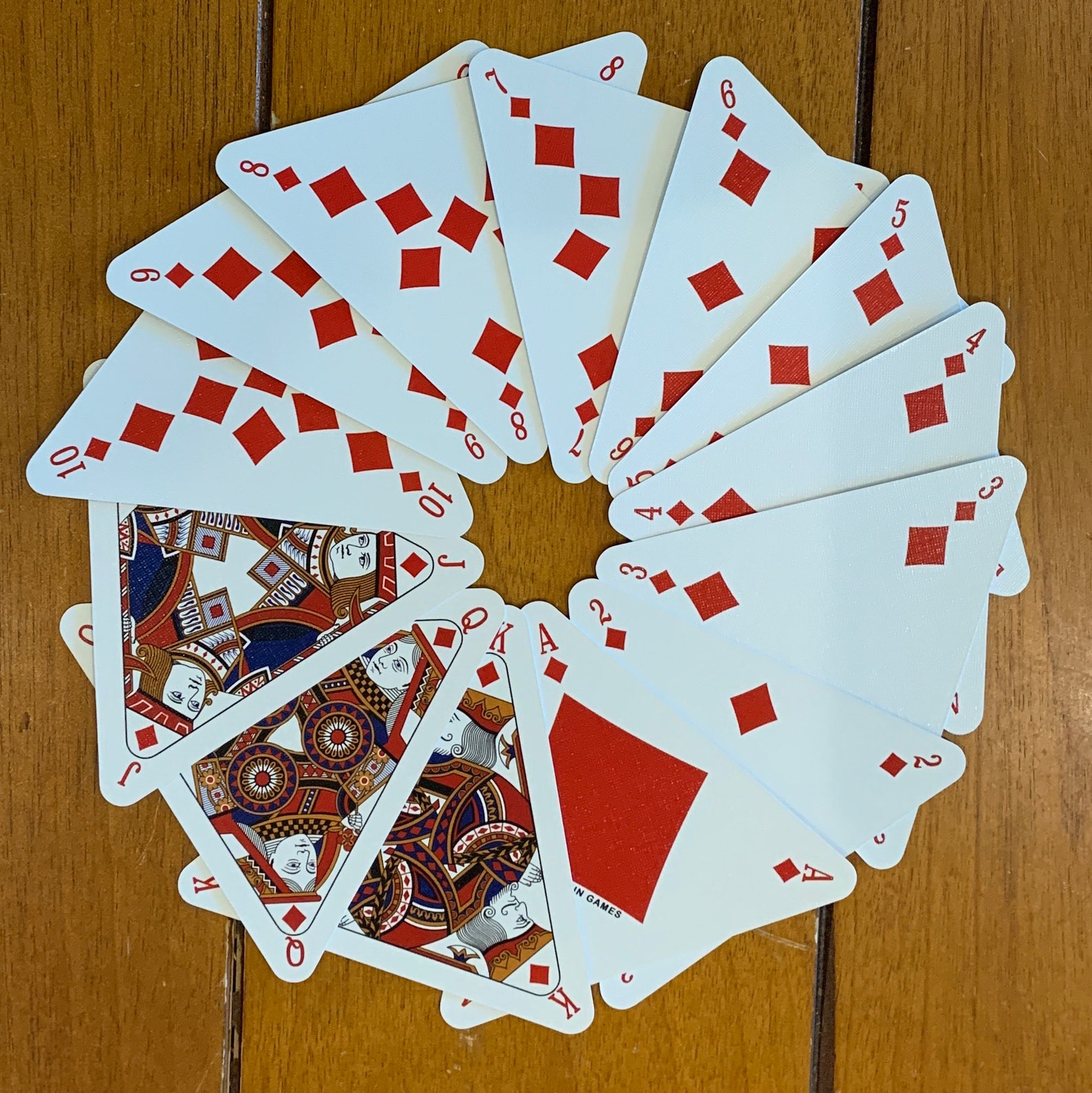 Triangle Playing Cards Red Etsy