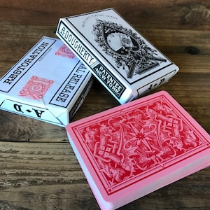 1876 Andrew Dougherty No.18 Triplicate Dragon Red Original Release Playing Cards Restoration (Limitado)