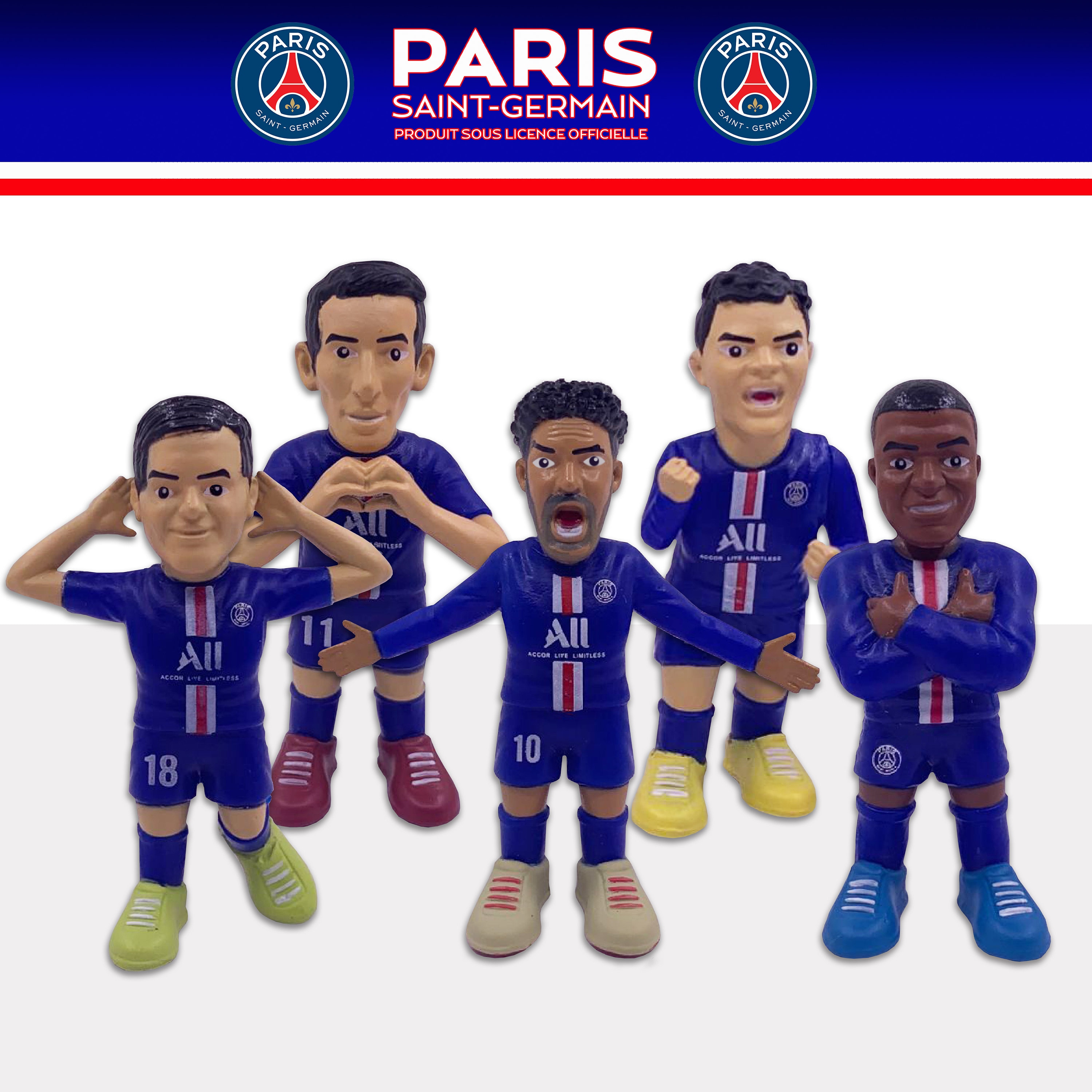 Paris Saint Germain (PSG) - Ensemble de figurines Neymar et Mbappe  SoccerStarz (2 morceaux) (2 pouces de hauteur) 