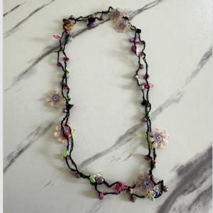 handmade beaded flower necklace