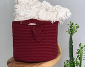 Crochet basket knitted basket storage basket nursery decor nursery storage bathroom storage burgundy basket big crochet basket