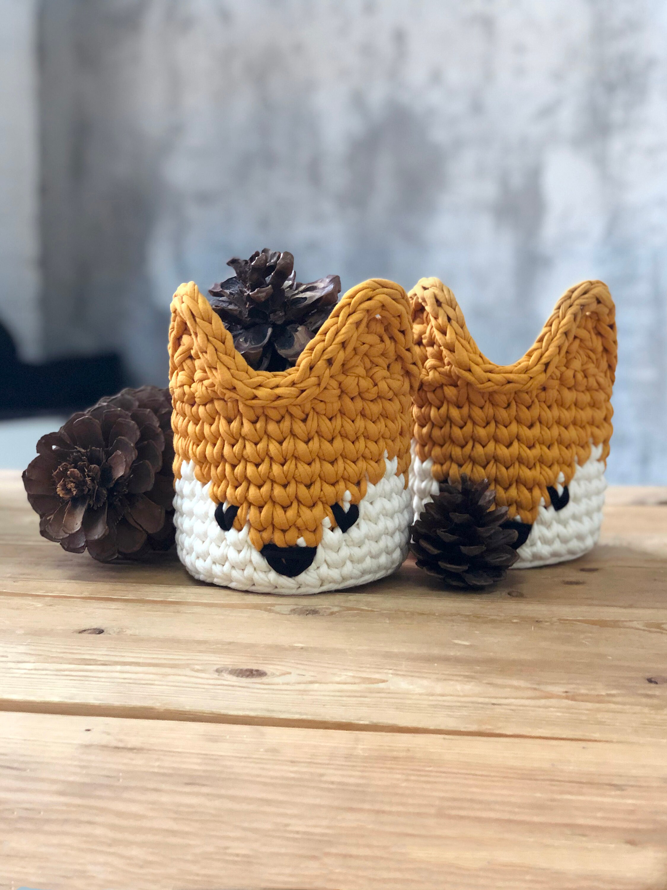 Crochet basket fox Animal nursery decor Nursery organization Etsy