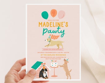 Puppy Party Invitation, Puppy Invitation, Dog Birthday Party Invitation, Puppy Party Editable Invitation, Dog Birthday Party, Dog Printable