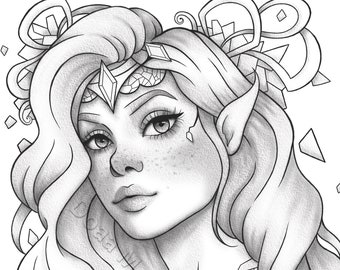 Adult coloring page - Fantasy girl portrait