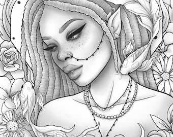 Printable Coloring Page Fantasy Character Black Girl - Etsy Ireland