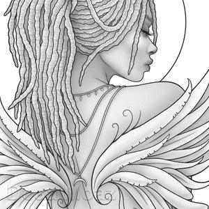 Printable coloring page - Fantasy character dreadlocks black girl portrait