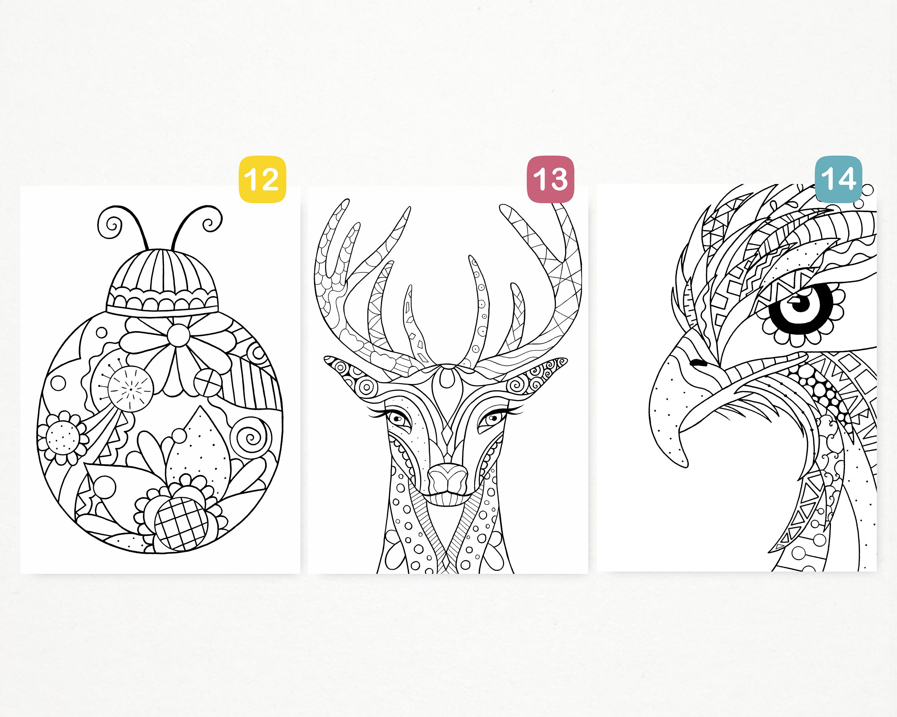 Printable Coloring Book 17 Animals Coloring Pages Pdf Adult | Etsy