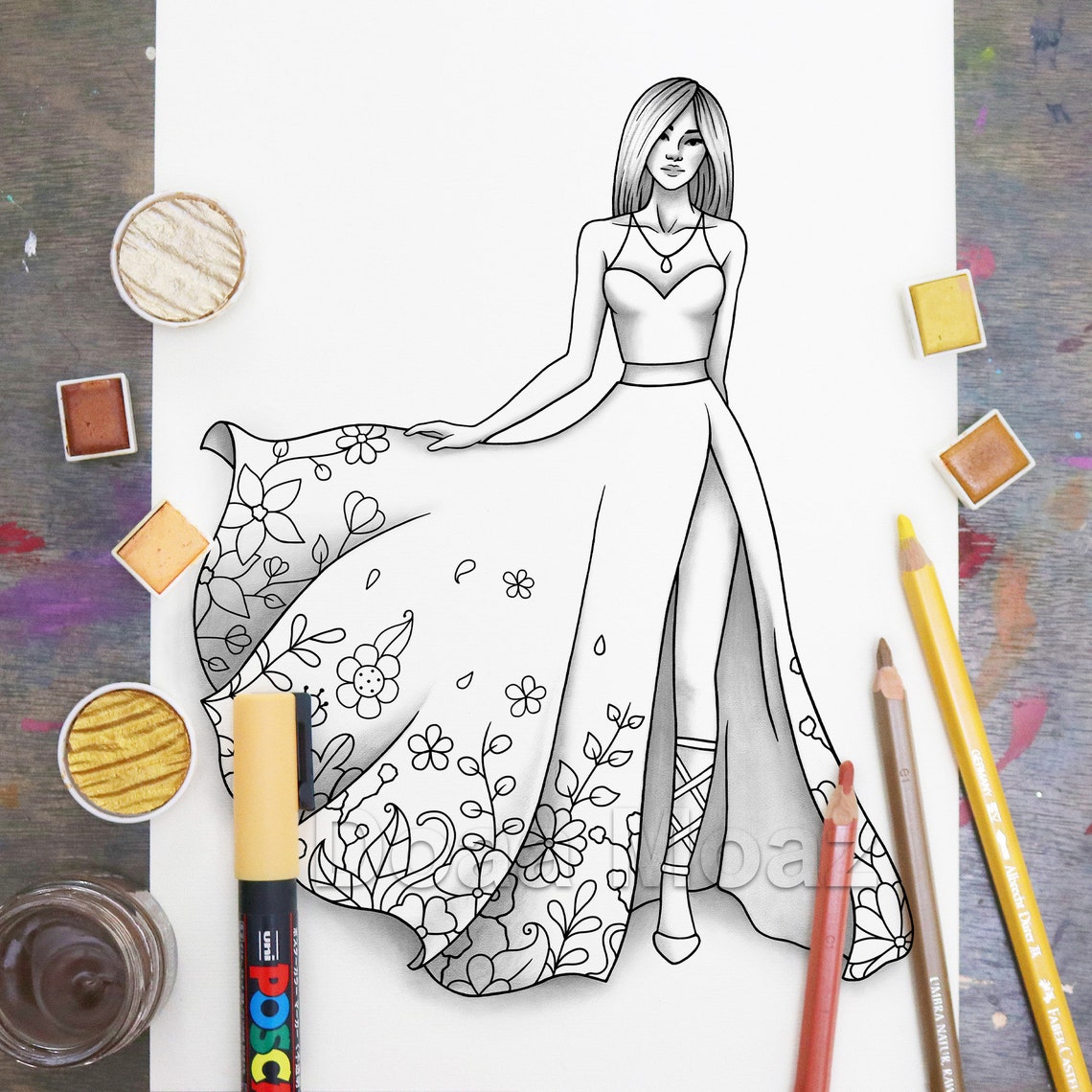 Printable coloring page fashion and clothes colouring sheet | Etsy