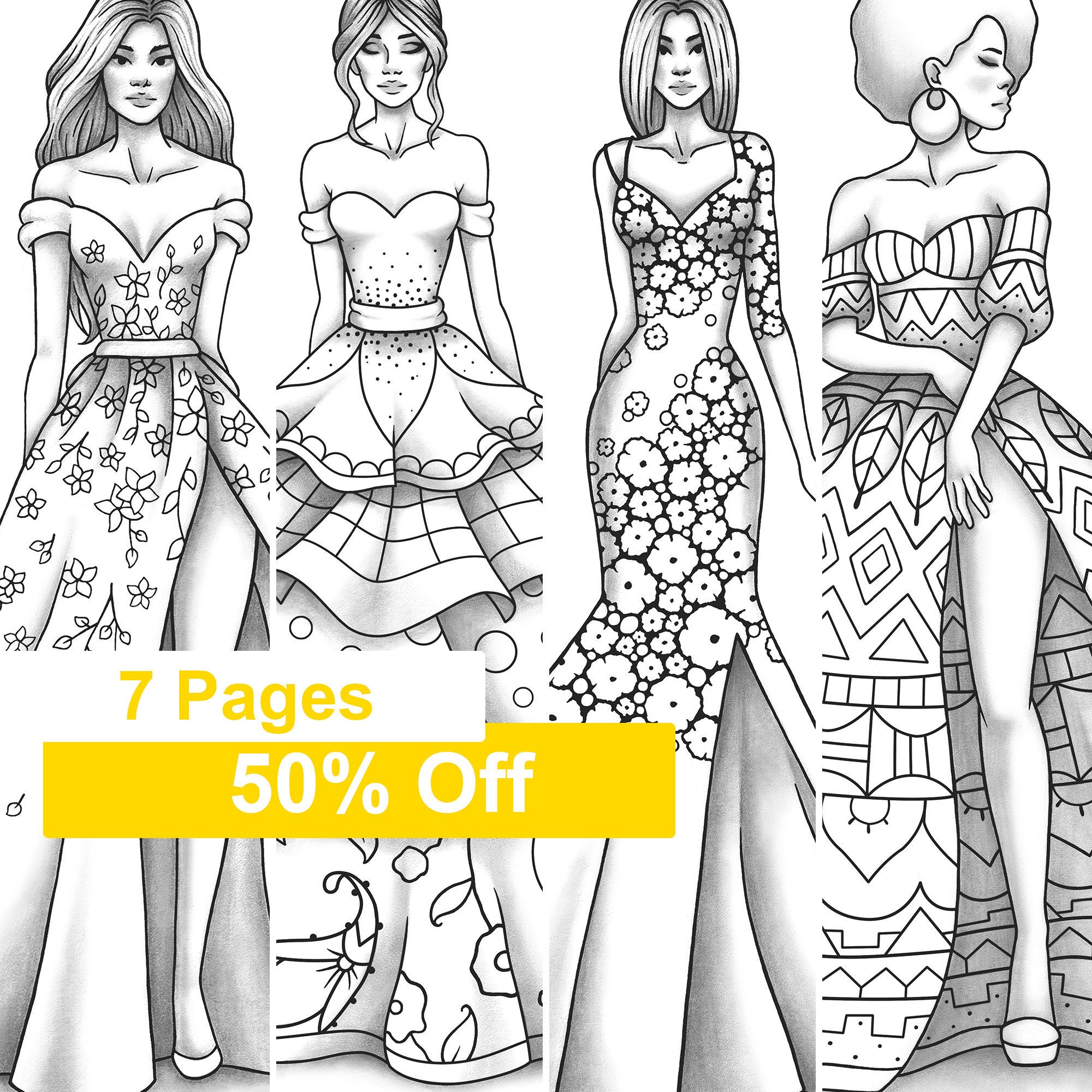 Adult Coloring Book 20 Fashion and Clothes Colouring Pages   Etsy ...