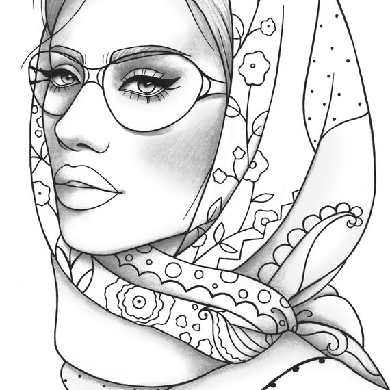 Download Adult coloring page girl portrait and clothes colouring ...
