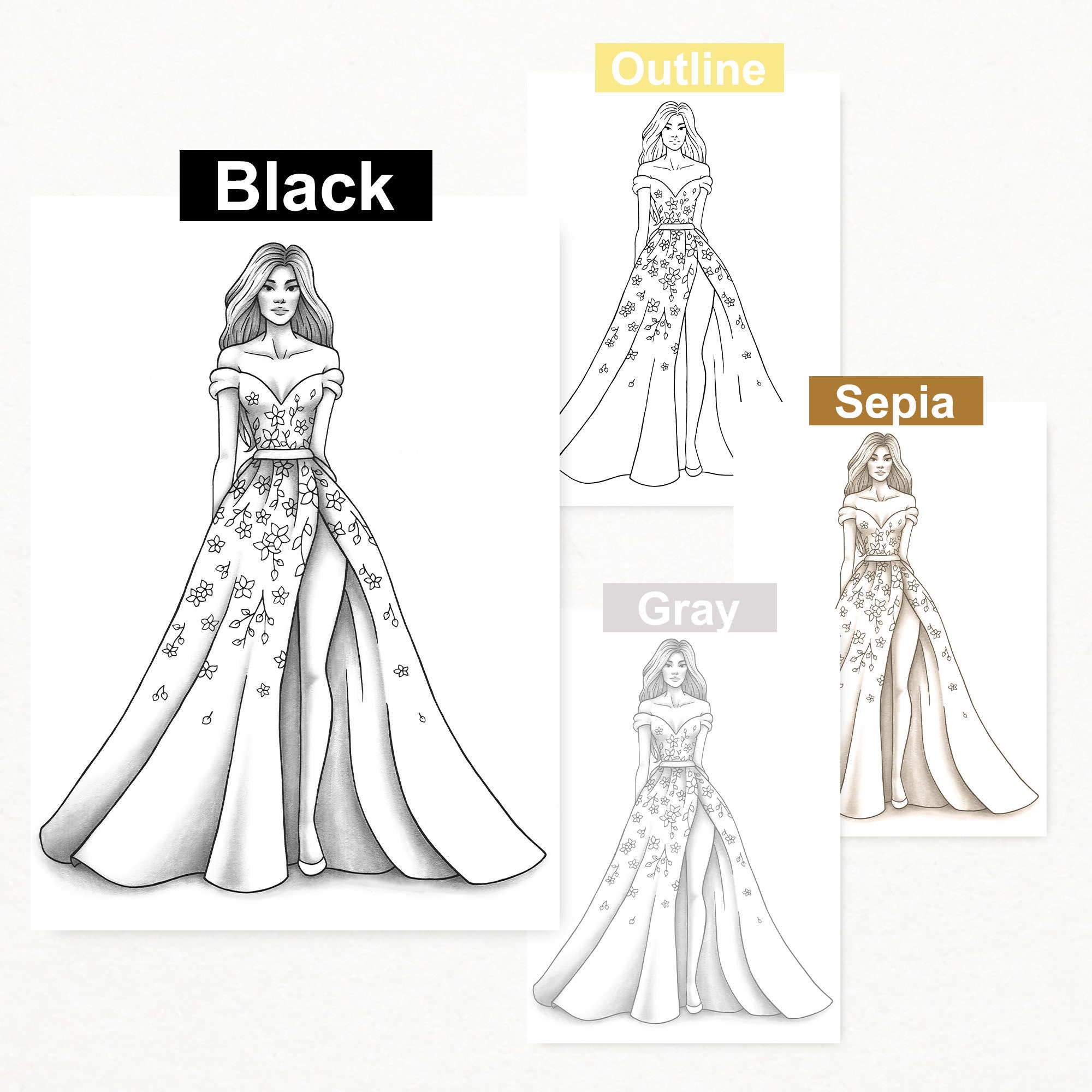 Adult Coloring Page Fashion and Clothes Colouring Sheet Model - Etsy ...