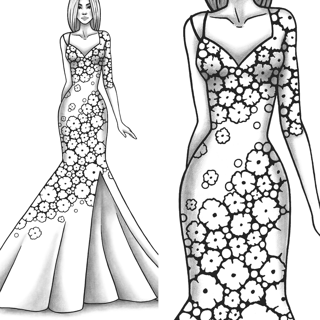 Buy Adult Coloring Page Fashion and Clothes Colouring Sheet Model ...