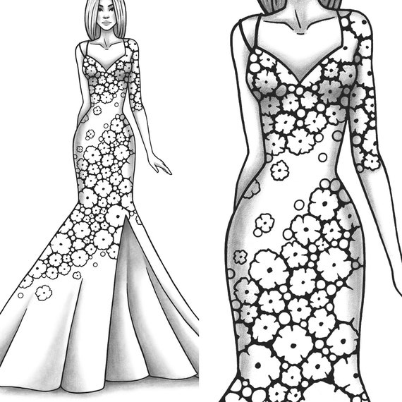 adult-coloring-page-fashion-and-clothes-colouring-sheet-model-etsy