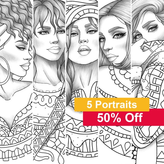 Download Printable Coloring Book 5 Gray Scale Girls Colouring Pages Fashion Pdf Adult Anti Stress Relaxing Zentangle