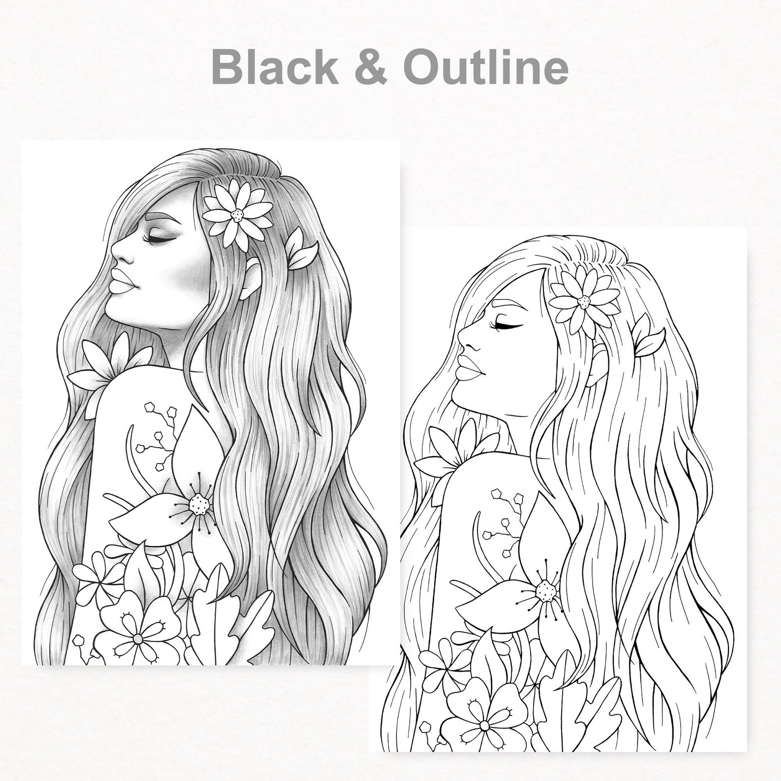 Printable Coloring Page Girl Portrait and Clothes Colouring Sheet ...