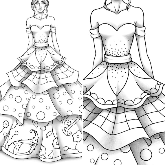 9800 Collections Dress Coloring Pages Printable  HD